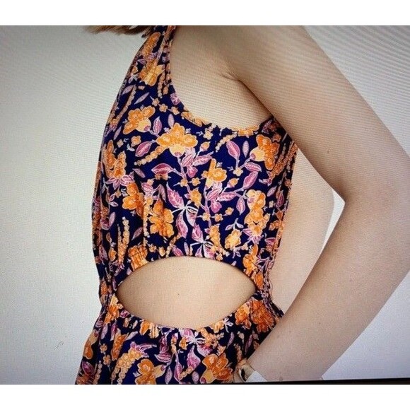 NWT J Crew Harbour Side-Cutout Midi Dress Size Small Tall Blue Orange Floral - Picture 8 of 16